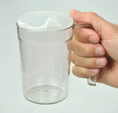 CLEAR CUP WITH HANDLE AND 2 LID