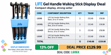 Life Gel Handle Stick Stand Deal - *Takes less than A4 space on floor!* **BEST-SELLER**