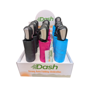 Dash Umbrellas - 3 Section Automatic open & close, Windproof, Assorted Colours