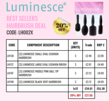 *New* Luminesce Hairbrush Deal - Top sellers 3 of each - 20% off!