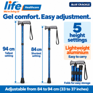 LIFE HEALTHCARE WALKING STICK GEL GRIP - BLUE CRACKLE