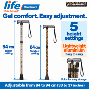 Life Walking Stick Gel Grip - Brown Leopard