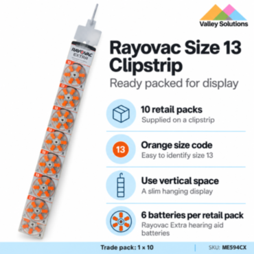 Rayovac Hearing Aid Batteries - No 13 - Ready packed on clipstrip