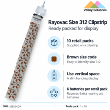 Rayovac Hearing Aid Batteries - No 312 - Ready packed on Clipstrip
