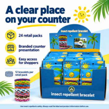 Original Bug Band Mosquito Repellent Bracelets CDU, 24 Retail Packs