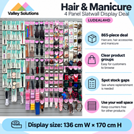 Luminesce Hair & Manicure 4 Panels Slatwall Hanging Display Deal