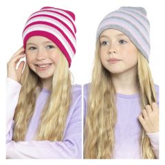 Girls Striped Beanie Hat