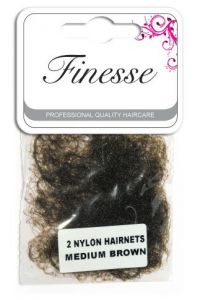 Finesse Hairnets Medium Brown 2Pk