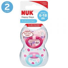 **DISCONTINUED** NUK HAPPY DAYS SILICON SOOTHERS 6-18M S2 2P