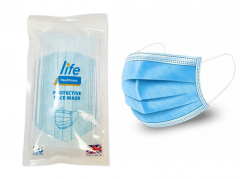 Life Healthcare 3 Ply Face Masks - Pack Of 10, Made In The Uk *Bulk Price When You Buy 24*